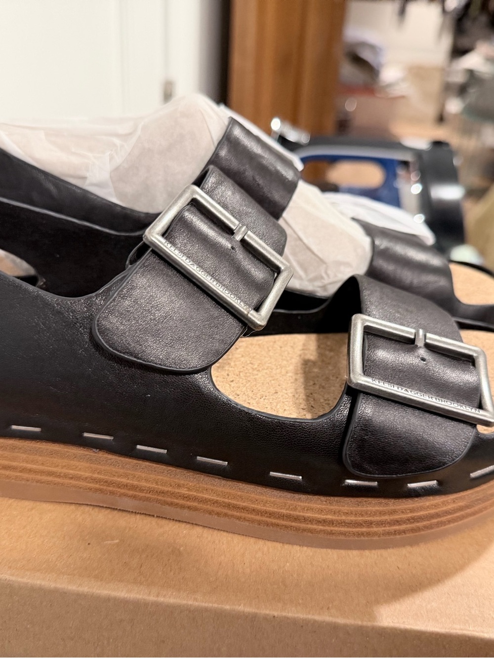 Kelsi Dagger Brooklyn -  Women’s Diary Black Buckle Platform Sandal